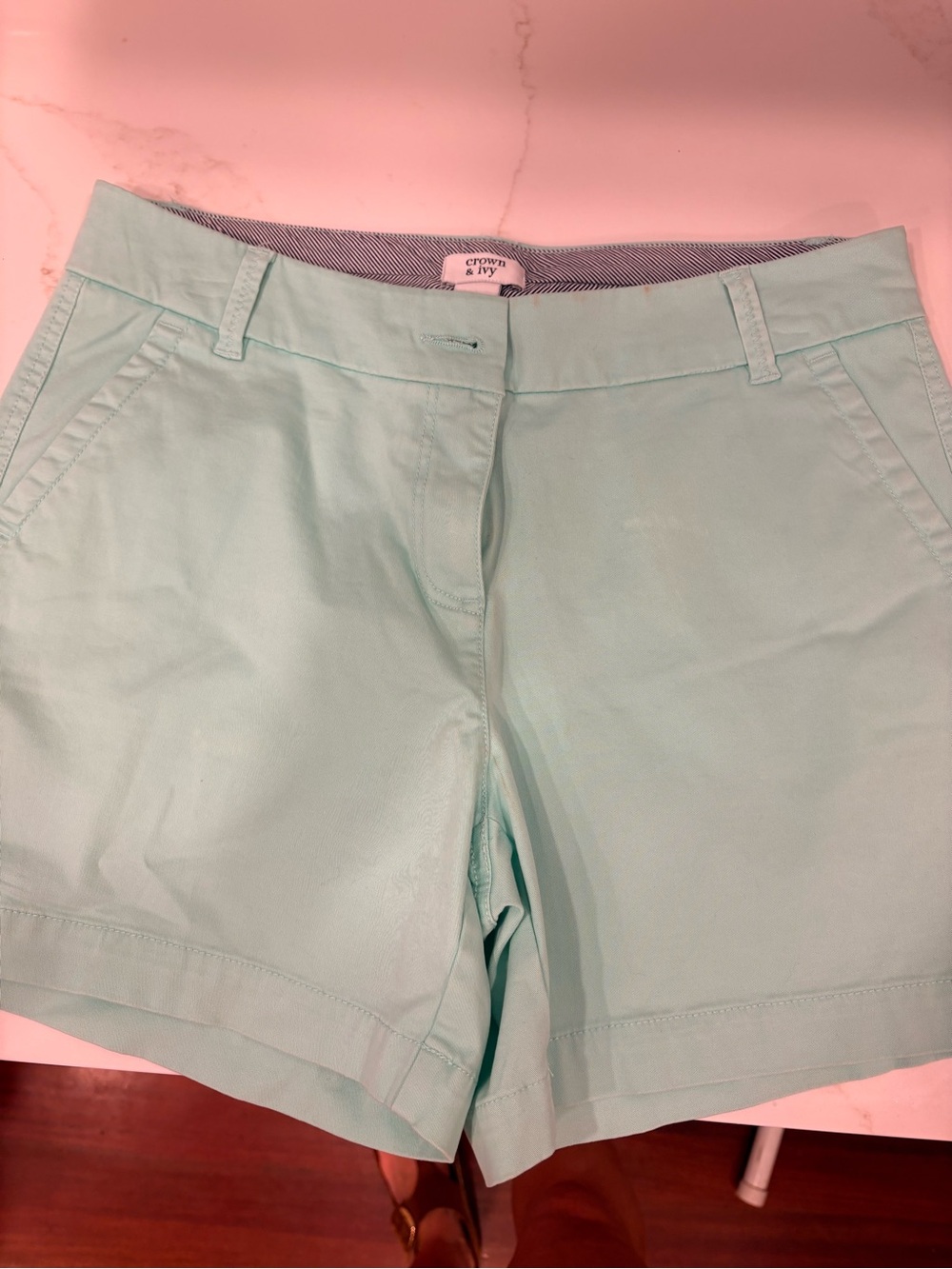 crown & ivy Mint Green Women's Chino Bermuda Shorts
